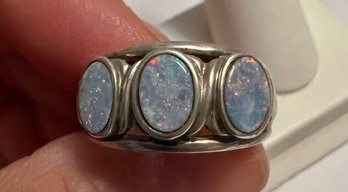 MID CENTURY MODERN STERLING SILVER OPAL RING