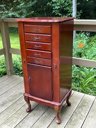A JBJ Creations Cherry Jewelry Stand Cabinet