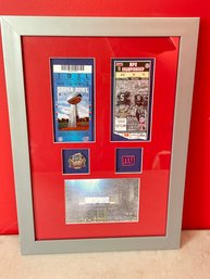 2008 Super Bowl XLII And NFC Championship Tickets, Pins And Photo In Frame