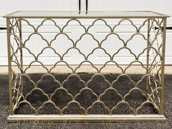 A Glam Modern Brass And Glass Console Or Bar