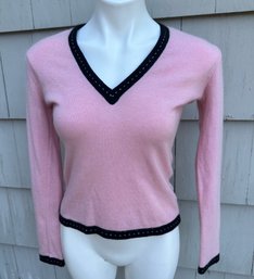 Designer Pink And Black Viscose Blend Sweater