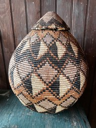 Large South African Contemporary Lidded  Basket