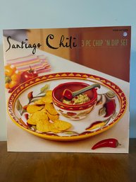 NIB Santiago Chili 3 Pc Chip 'n Dip Set #975258 16' Platter, 6' Dipping Bowl, 6' Serving Spoon