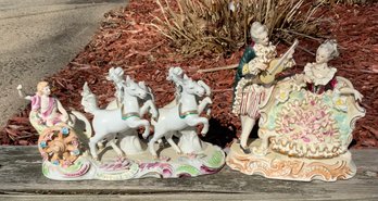 Vintage Bone China Lace Figurine & Horse Drawn Carriage