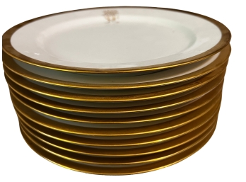 Set Of 10 Gold Trimmed Dinner Plates - M. Redon Limoges, France