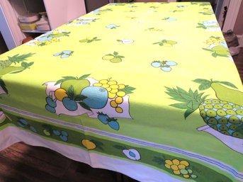 Green Fruit Theme Vintage Tablecloth