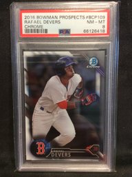 2016 Bowman Chrome Prospects Rafael Devers Rookie Card PSA Graded 8 - M