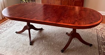 Beautiful Twin Pedestal Dining Table With Claw Footed Casters