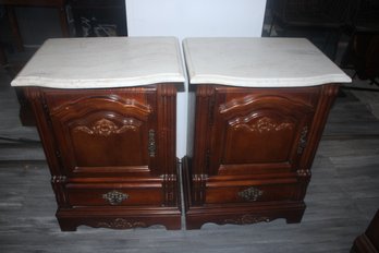 Pair Of Stanley Marble Top Side Tables