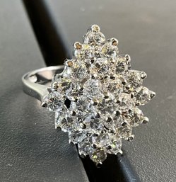 Beautiful Faux Diamond Cluster Cocktail Ring Size 7