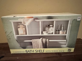 White Wood Bath Shelf NEW In Box