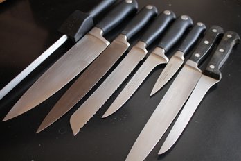 Great Set Of 7 WUSTHOF & HOFFRITZ Vintage GRAND PRIX Knives With Knife Holder Made In Germany