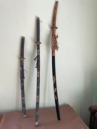 Trio Of Decorative Samurai Swords.