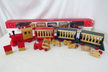 Vintage 1992 International Christmas Silver Co. Wooden Circus Train W/ Animals