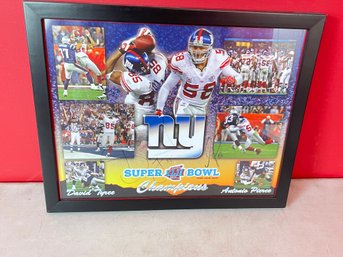 Giants Super Bowl XLII 2008 Poster Signed By David Tyree And Antonio Pierce In Frame