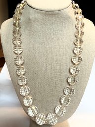 VINTAGE GRADUATED FACETED ROCK CRYSTAL STERLING SILVER CLASP NECKLACE
