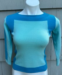 Cashmere Rebecca Moses Blue Tone Sweater With Three Quarter Length Sleeves Size Small