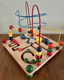 Wooden Bead Maze Roller Coaster  Baby Or Large Bird Toy -clean! 11-1/4'square, 11-1/4' Tall