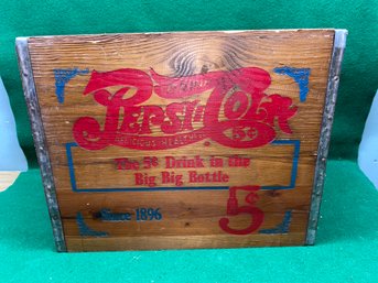 Pepsi - Cola Co. Wood Crate. Since 1896. 'the 5 Cent Drink In A Big Bottle.' 18' X 14' X 15.5'. No Shipping.