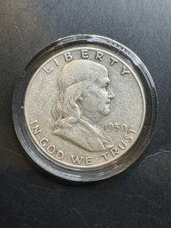 1950 Benjamin Franklin Silver Half Dollar