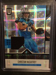 2018 Panini Unparalleled Victorious Christian McCaffrey Jersey Relic Card - M