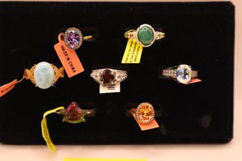 (7) 925 And Semi-Precious Stone Rings All Size 11 All Marked 925, Some Marked STS (Chuck Clemency) Some D'Joy