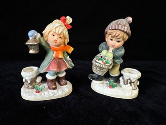 VINTAGE NAPCOWARE CANDLEHOLDERS SET OF TWO BOY & GIRL