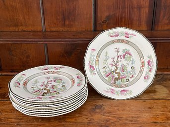 Early 20th Century Burgess & Leigh Chinoiserie Revival Indian Tree Plates- Set Of 9