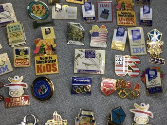 50 Plus U S OLYMPICS Corporate Pins - Mostly 1994 Lillehammer - IBM - Sports Illustrated - Panasonisc And More