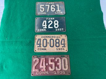 Set Of 4 CT License Plates 1931, 1934, 1935, 1937