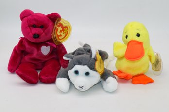 1993 Nanook, 1996 Quackers, 1999 Valentina TY Beanie Babies