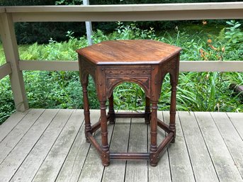 An Antique Oak Hexagon Parlor Table