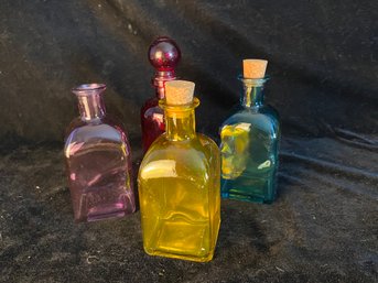 4 Piece Recycled Colorful Glass Bottle Collection