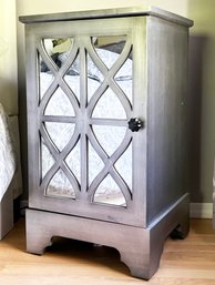 A Painted Wood And Mirrored Paneled Nightstand Or End Table