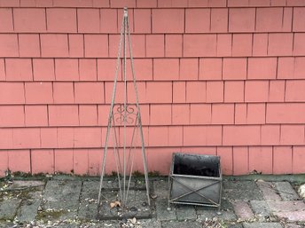 A Metal Garden Obelisk & Planter
