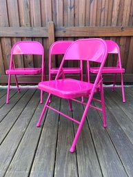 Lot Of Four Hot Pink Folding Chairs