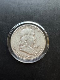 1951-D Benjamin Franklin Silver Half Dollar