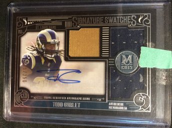 2015 Topps Museum Todd Gurley Signature Swatches Triple Relic Autograph Card 99/350 - M