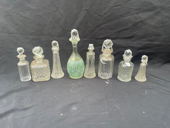 EIGHT CUT CRYSTAL COLOGNES, 9' AND SMALLER