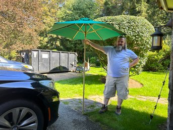 Green Beach Umbrella With Bag And Stakes