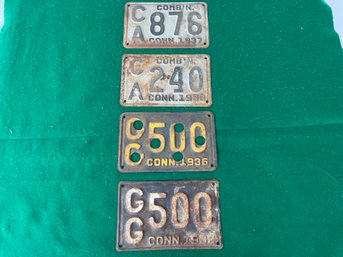 Set Of 4 CT License Plates 1932, 1936, 1937, 1938