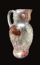 Mid Century Avitra Crystal Ruby Flashed Owl Pitcher