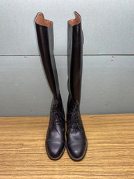 Vintage Black Leather Equestrian Horse Back Riding Boots. Size 6 1/2.
