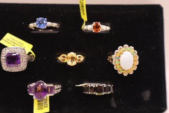 (7) 925 And Semi-Precious Stone Rings All Size 11 All Marked 925, Some Marked STS (Chuck Clemency)