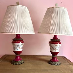 A Pair Of Sevre Porcelain And Ormolu Table Lamps