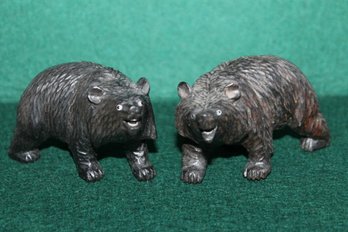 Two Small Black Forest Carved Wood Bear Figures