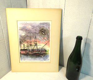 Kennedy Studios Old Ironsides Constitution Ship Boston Matted  Print