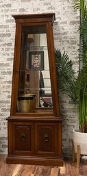 Vintage Solid Wood & Glass Obelisk Display Cabinet - Lighted