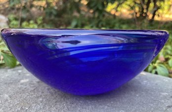 Kosta Boda Cobalt Blue Atoll Swirl Bowl