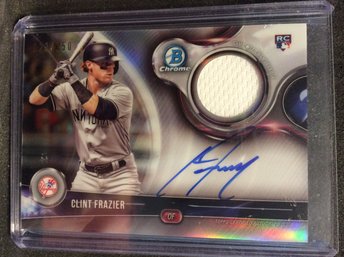 2018 Bowman Chrome Clint Frazier Jersey Relic/Autograph Card 22/150 - M